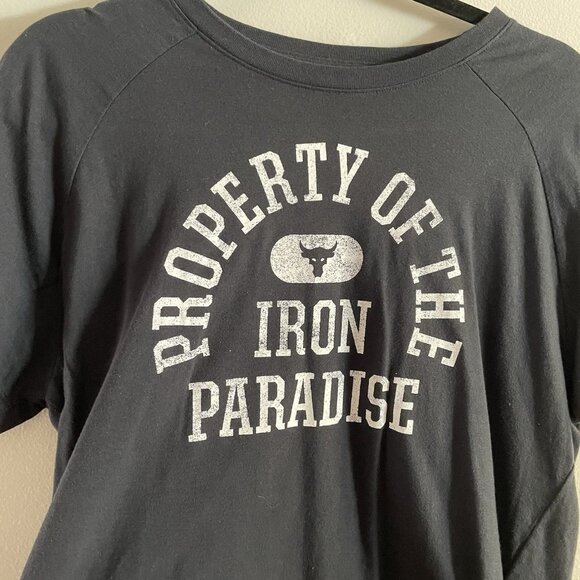 Under Armour Women S Black Loose Project Rock Property Of Short Sleeve T-Shirt - Picture 4 of 10